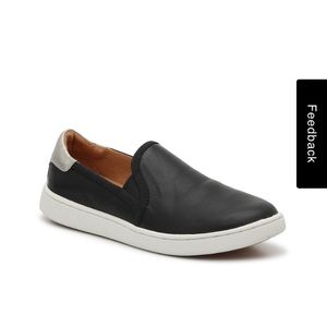 UGG black leather slip ons